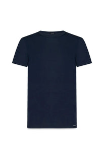 Tom Ford men’s underwear shirt blue navy short-sleeved crew neck with subtle logo on collar and hem