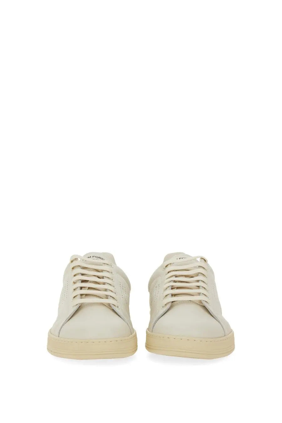 Tom Ford men’s Warwick sneaker white cream-colored leather low-top sneakers with minimalist design and matching laces