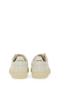 Tom Ford men’s Warwick sneaker white cream-colored leather with minimalist design and matching soles