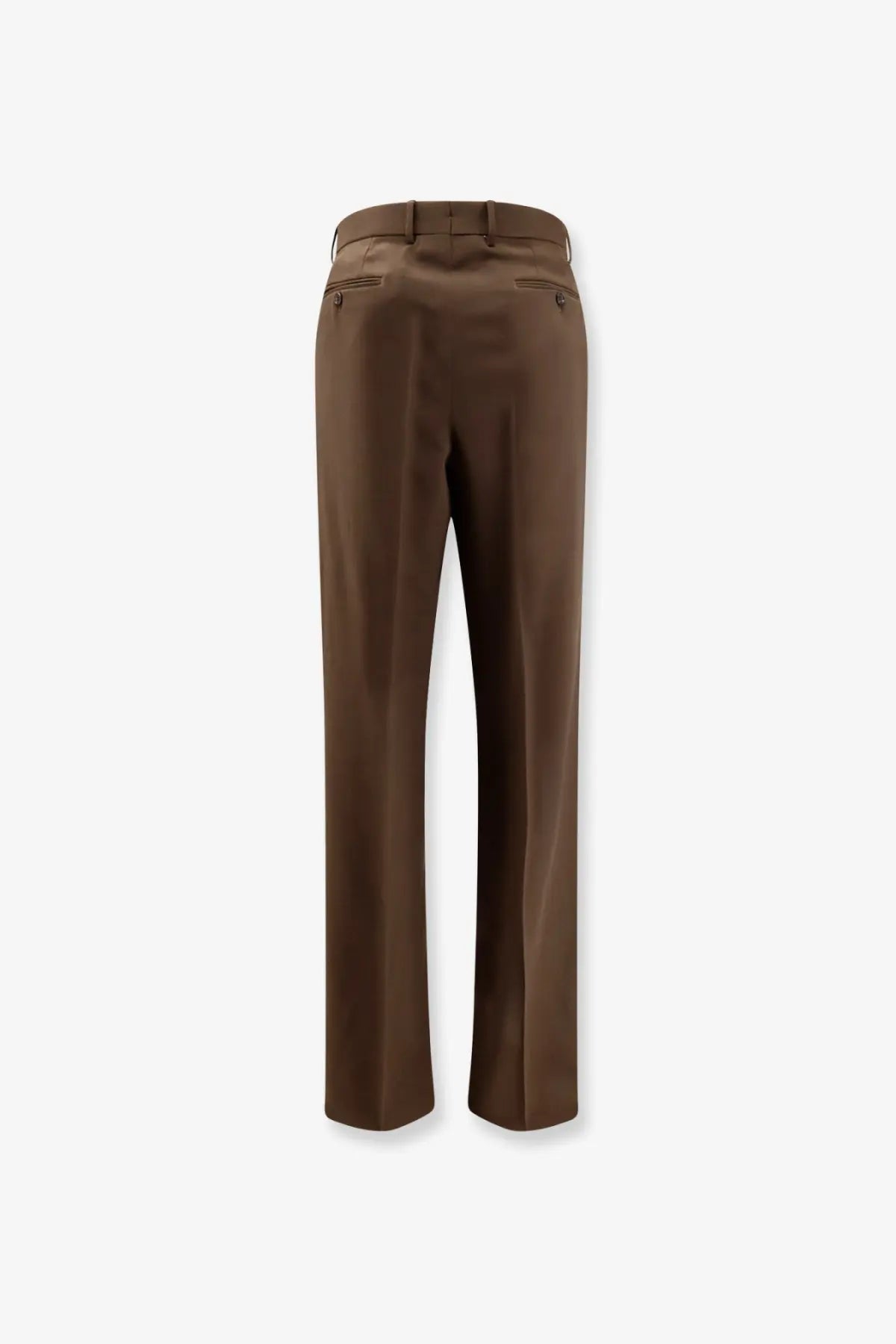 Tom Ford men’s wool trousers in brown with a sleek straight-leg cut and subtle creases