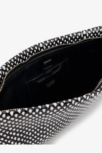 Tom Ford women’s aura leather clutch bag black with black and white spotted leather design