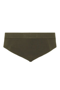 Olive green high waisted briefs with ribbed elastic waistband in tom ford womens boy signature culottes green collection