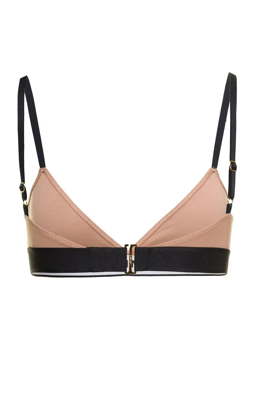 Tom Ford women’s bra signature beige in beige and black triangle design with ribbed band and gold-tone hardware