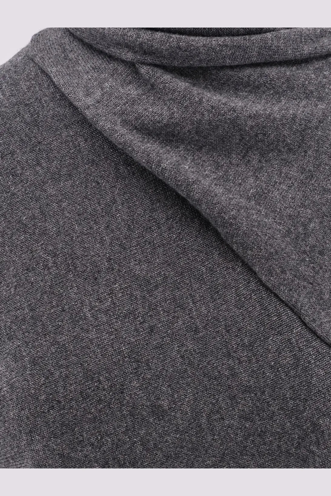 Tom Ford women’s soft heather gray knit cashmere and cotton cowl neck sweater with cozy textured fabric
