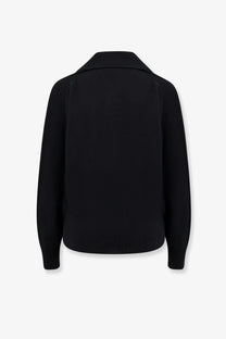 Tom Ford women’s black cashmere polo shirt sweater with collar and ribbed cuffs in knit fabric