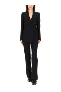 Tom Ford women’s double breasted black blazer with structured shoulders and sleek tailored fit in luxurious fabric