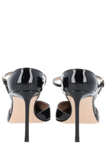 Tom Ford women’s Écolleté Mary Jane black high-heeled sandals with sleek glossy patent leather and thin straps