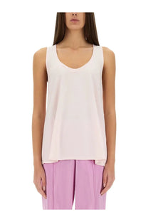 Tom Ford women’s jersey tank top in soft pale pink with a relaxed fit and subtle asymmetrical hem