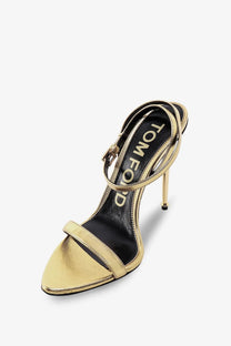 Tom Ford Women's Laminated Leather Sandals Gold