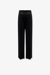 Tom Ford women’s pleated wool trousers in black with a high-waisted tailored straight-leg fit