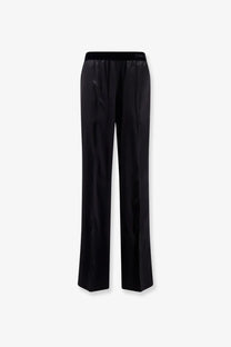 Tom ford women’s pyjamas stretch black satin trousers with a sleek straight-leg cut and elastic waistband featuring tommy logo