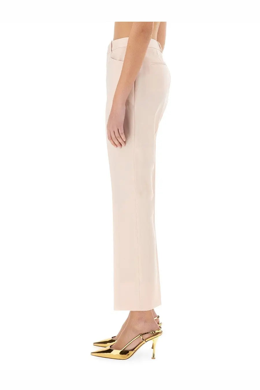Tom Ford women’s sartorial pants in cream with a sleek tailored fit and subtle front seam detailing