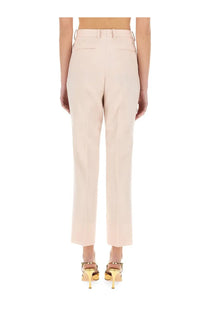 Tom Ford women’s sartorial pants in wallis pink high-waisted straight-leg with smooth fabric and front pockets