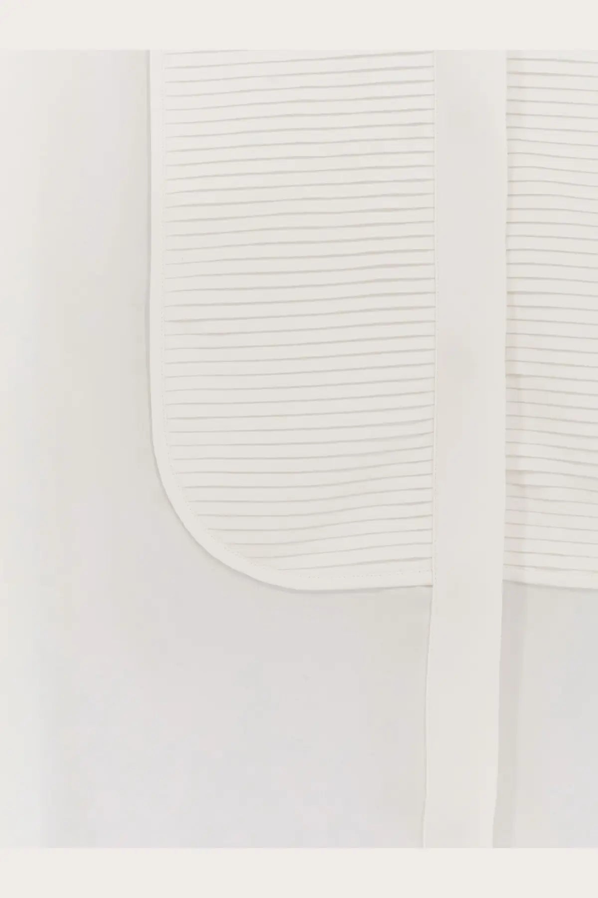 White pleated silk fabric panel with smooth vertical seam on tom ford womens silk shirt white