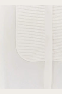 White pleated silk fabric panel with smooth vertical seam on tom ford womens silk shirt white
