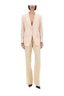 Tom Ford women’s pale pink tailored wool blazer with single button closure and flap pockets