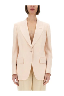 Tom Ford women’s single breasted pale pink wool blazer with single button and structured lapels