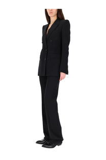 Black double-breasted tailored blazer with structured shoulders from Tom Ford women’s tailored pants black collection