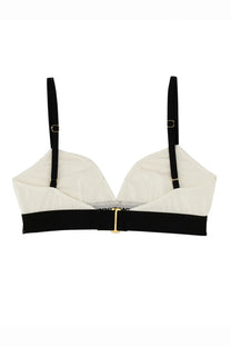 Black and white bra with gold-tone hardware featured in tom ford women’s top white collection
