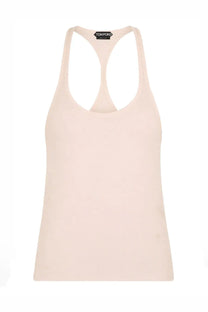 Tom Ford women’s pale pink racerback tank top with smooth minimalist design and soft fabric detail shown from back