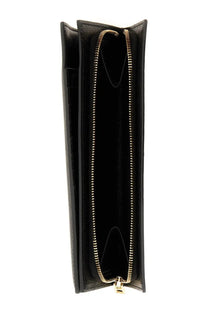 Tom Ford women’s vertical leather wallet in black with gold-tone zipper and smooth leather texture