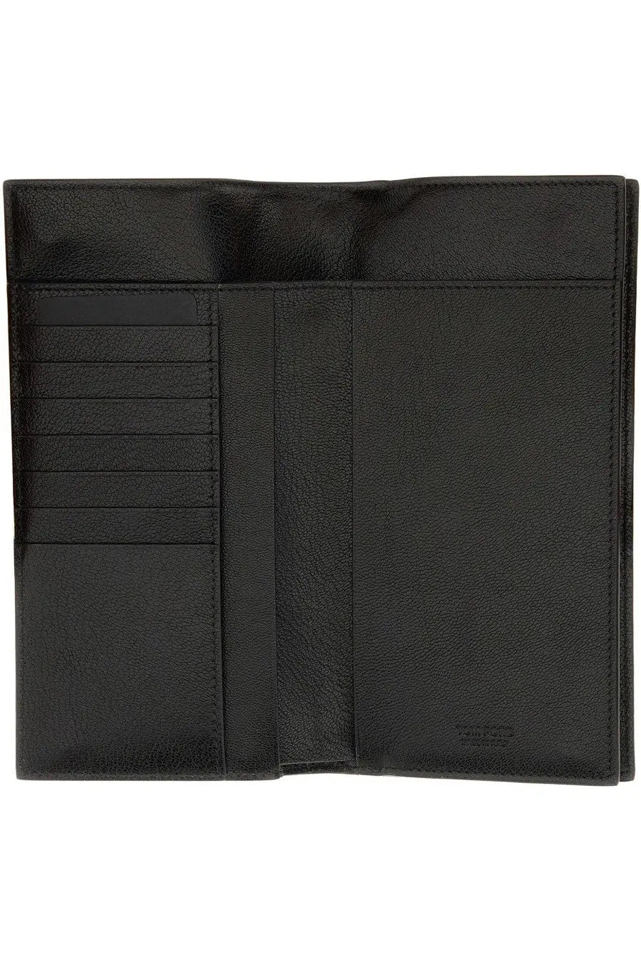 Tom Ford women’s vertical leather wallet black with textured surface and multiple card slots
