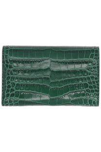 Tom Ford women’s wallet in aube green crocodile-embossed leather showcasing a luxurious texture and rich color
