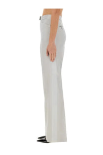 Tom Ford women’s grey light gray high-waisted straight-leg trousers with subtle side seam detailing