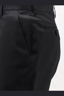 Black textured wool and silk tom ford womens trousers with sleek tailored fit and subtle pleats front view