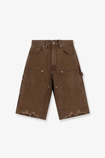 Tonywack men’s brown cotton denim cargo shorts with distressed hems and multiple pockets for casual wear