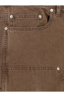 Tonywack men’s brown denim cargo shorts with herringbone weave cotton fabric and silver-toned button fastenings
