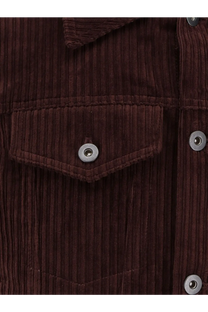 Tonywack men’s dark brown corduroy jacket with silver toned snap buttons in a casual style