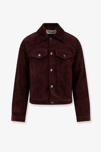 Tonywack men’s corduroy jacket in rich burgundy with classic collar chest pockets and silver buttons