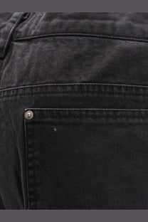 Back side of tonywack men’s black cotton cargo bermuda shorts with subtle herringbone weave and silver rivet