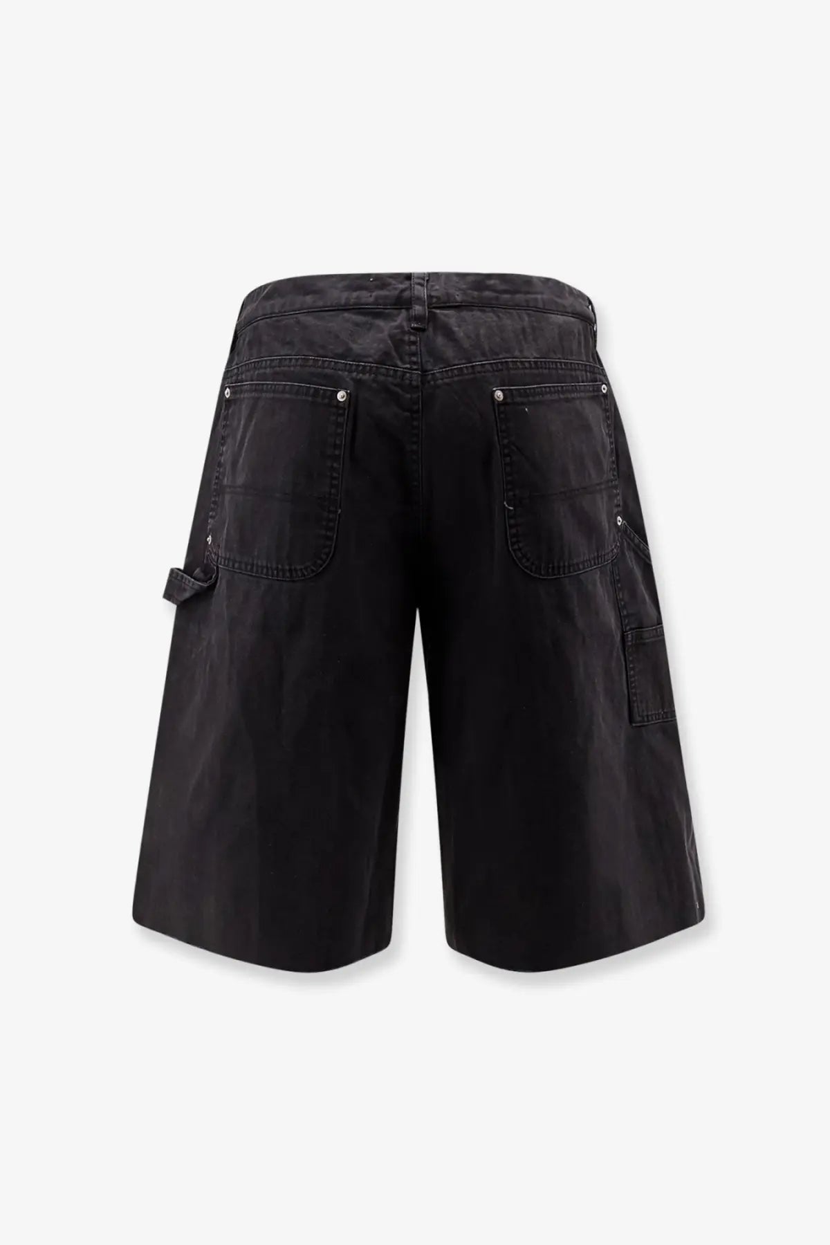 Tonywack men cotton black denim cargo bermuda shorts with multiple pockets and a relaxed fit