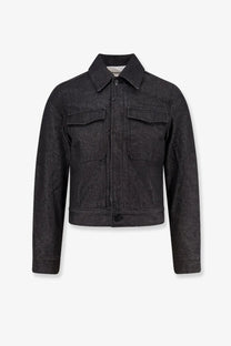 Black denim jacket with classic collar and two front pockets from tonywack men’s denim jacket grey collection