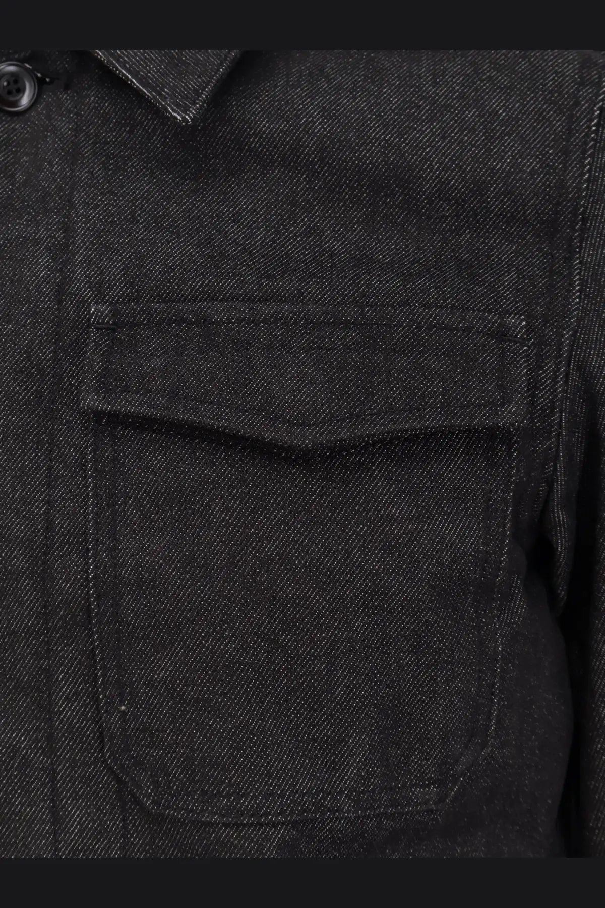Tonywack men’s grey denim jacket with black denim shirt style chest pocket and dark buttons