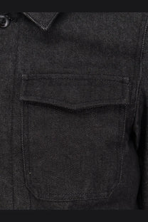 Tonywack men’s grey denim jacket with black denim shirt style chest pocket and dark buttons