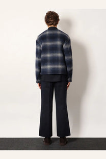 Tonywack men’s Italian fabric blazer in navy and gray plaid wool with a relaxed fit for stylish comfort