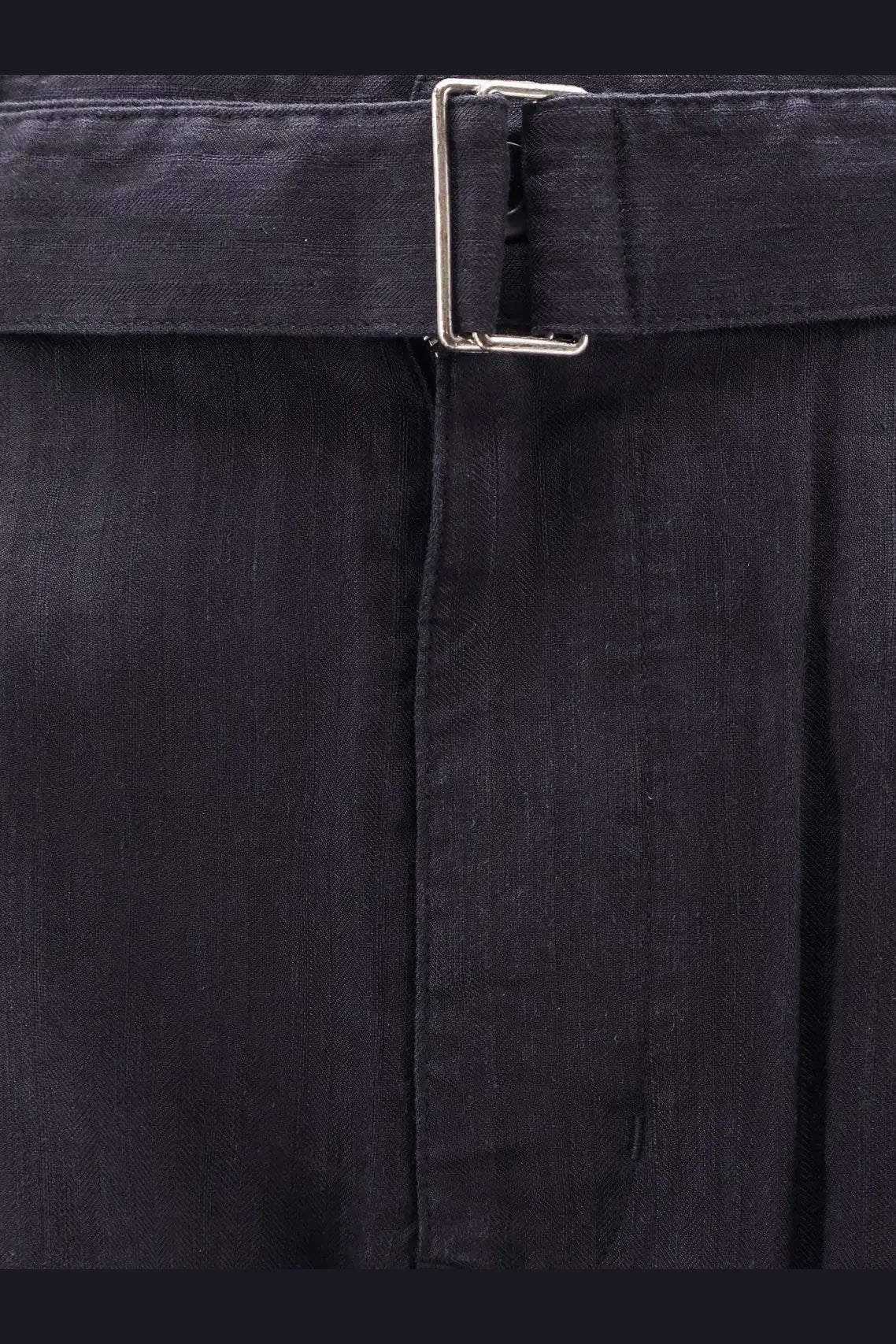 Tonywack men’s dark blue linen blend trousers with silver toned metal buckle for stylish comfortable wear