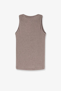 Tonywack men’s beige lyocell blend tank top with a soft ribbed texture and simple round neckline