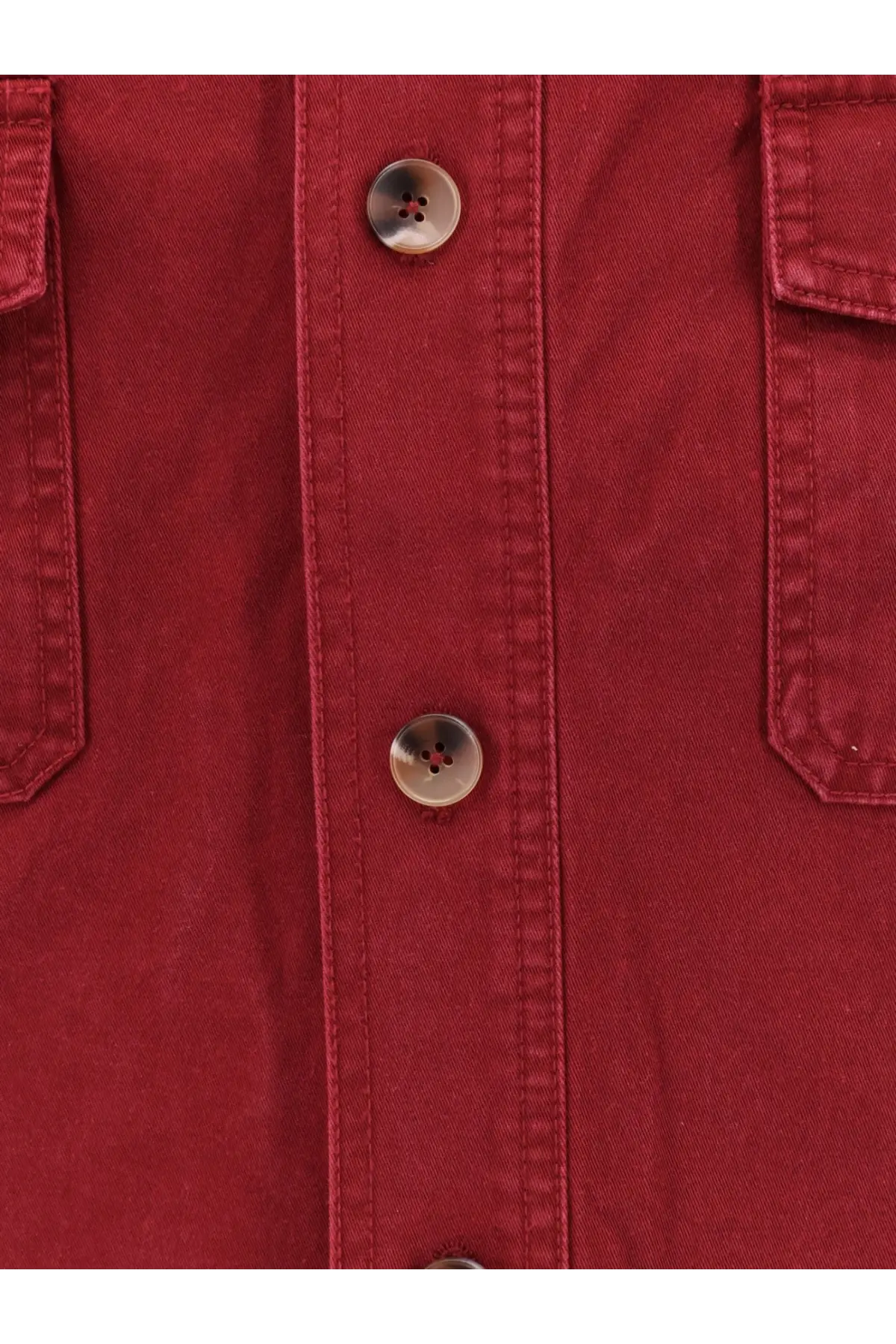 Tonywack men’s oversize red cotton denim jacket with silver buttons and flap pockets