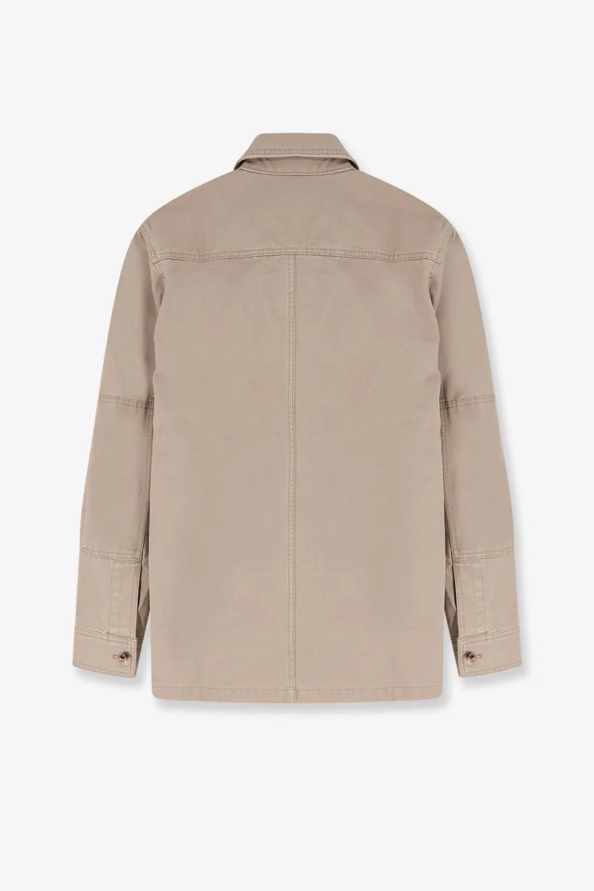 Tonywack men’s oversized cotton beige utility jacket with reinforced seams and buttoned cuffs