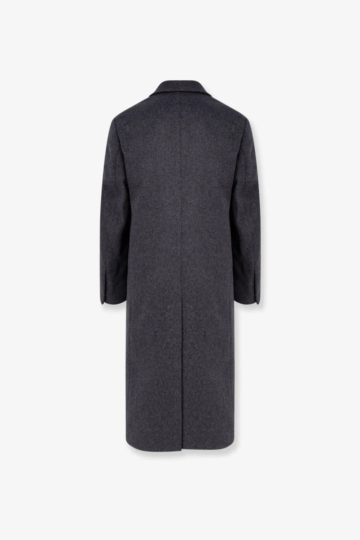 Tonywack men’s tailored dark gray wool and cashmere overcoat with subtle texture and classic notched collar
