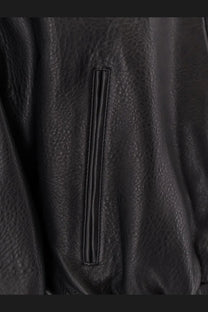 Tonywack men’s vintage black leather jacket with vertical zipper detail on front made of genuine leather