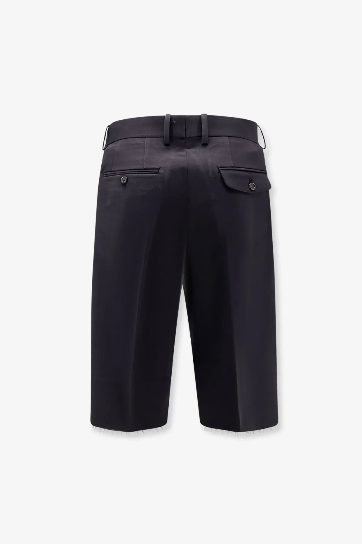 Tonywack men’s black wool blend tailored shorts with sleek structured design and subtle stitching details