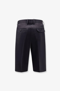 Tonywack men’s black wool blend tailored shorts with sleek structured design and subtle stitching details