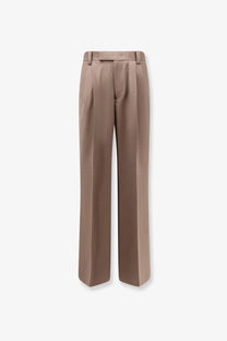 Tonywack men’s wool blend beige pleated wide-leg trousers with a sleek tailored fit for formal wear