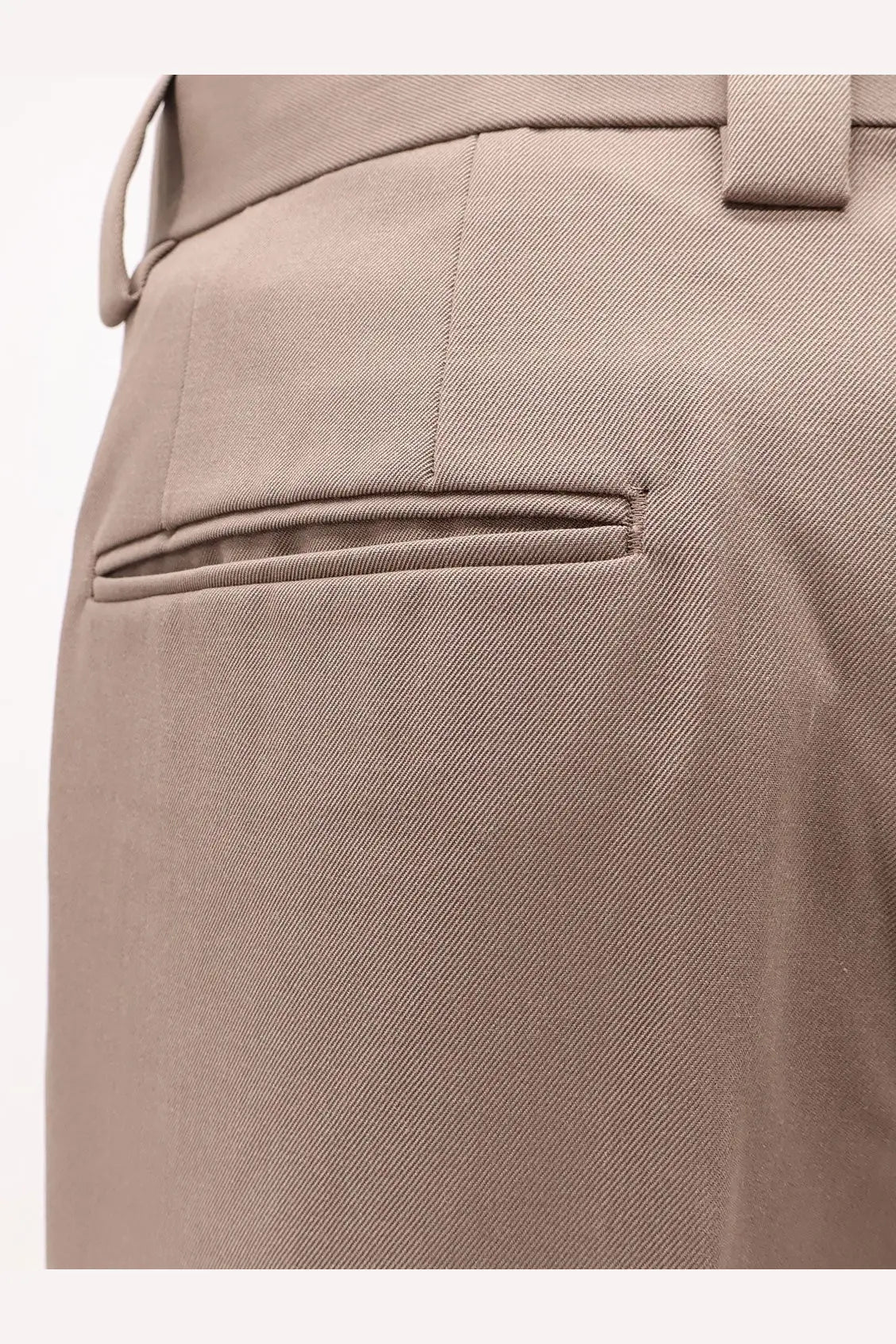 Tonywack men’s wool blend beige trousers in textured twill with clean tailored design and subtle stitching details