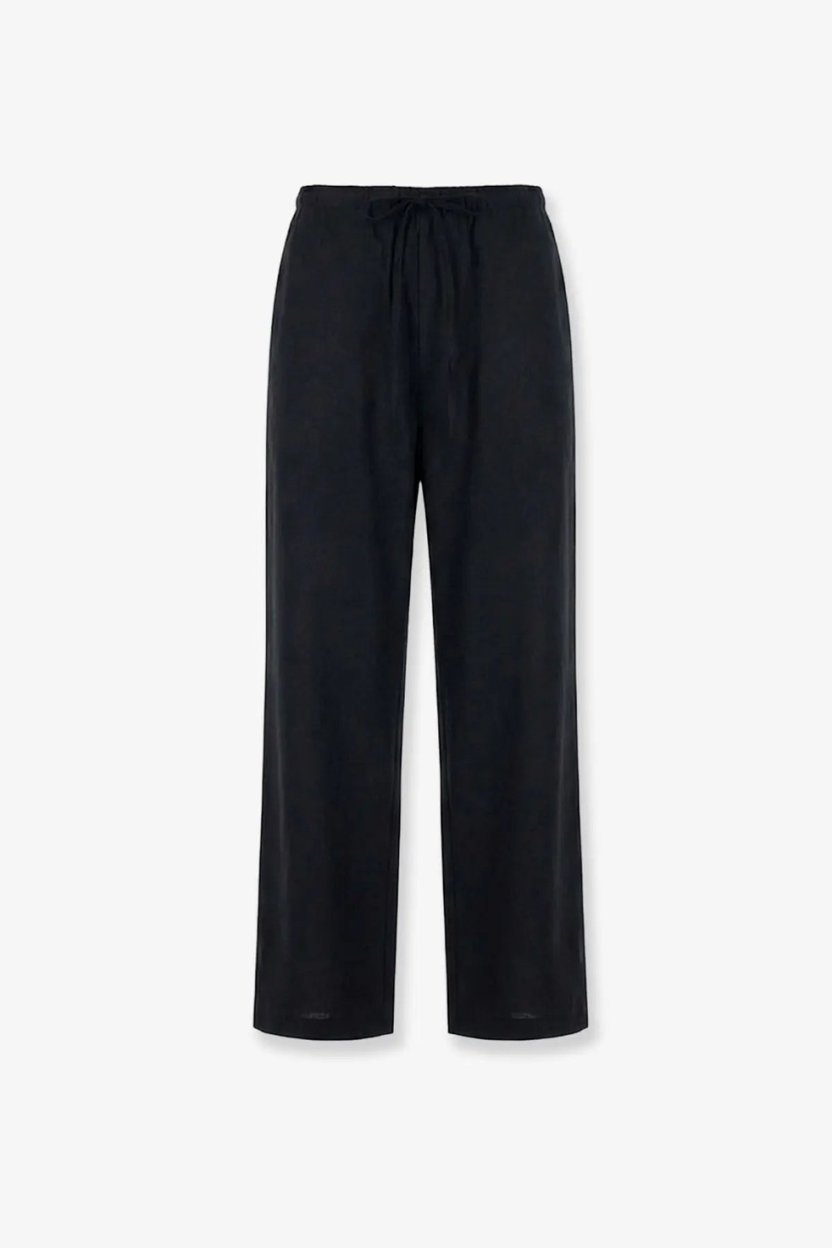 Tonywack men’s black wool blend wide-leg trousers with a drawstring waistband for comfortable wear
